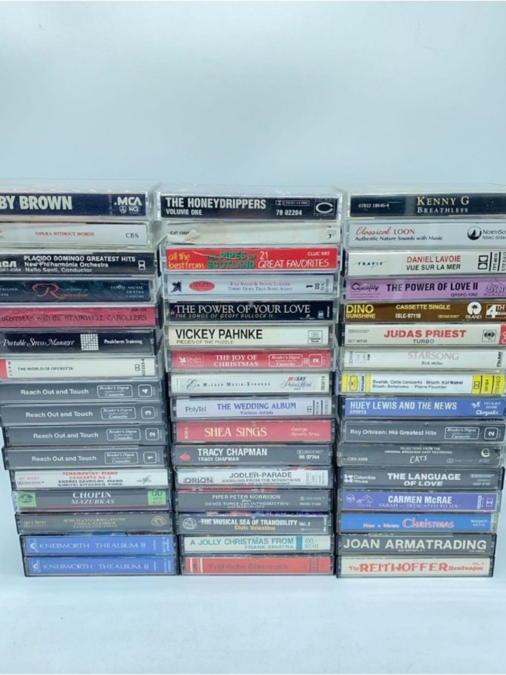Vintage Collection of 48 Audio Cassette Tapes in Cases